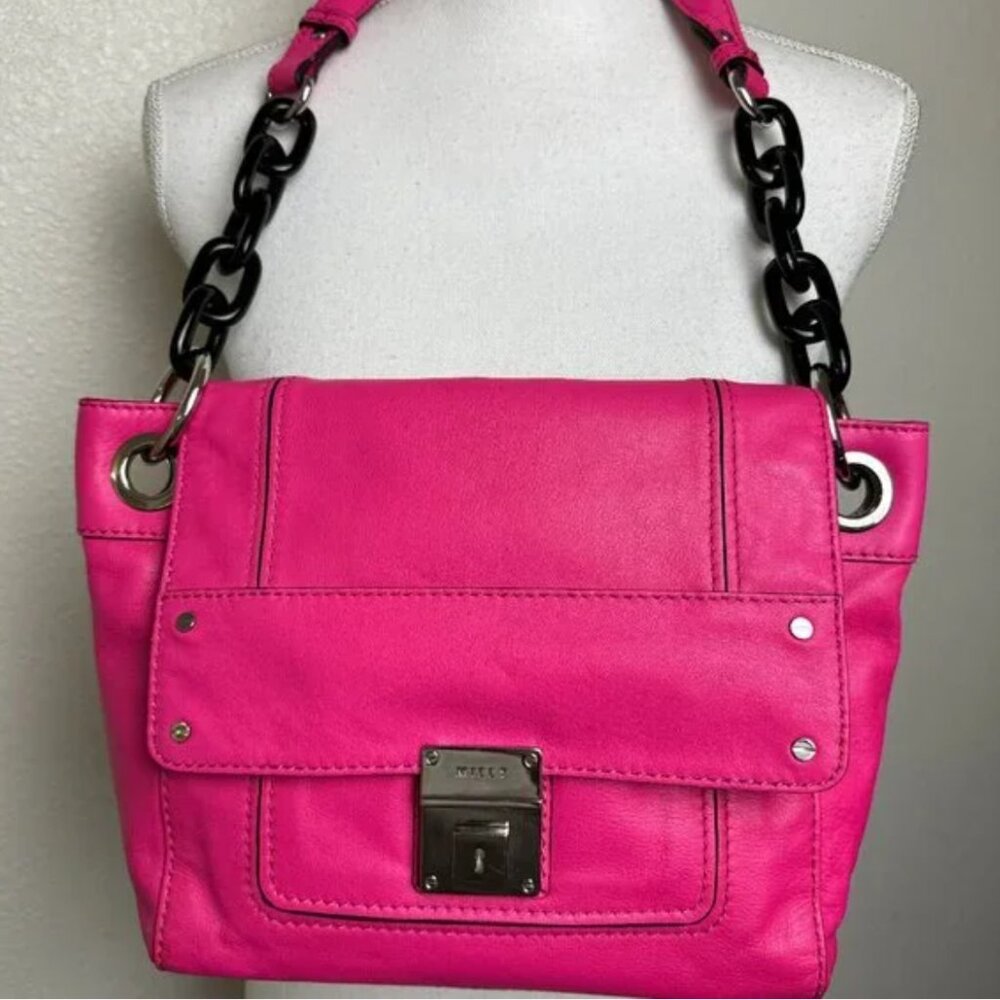 Milly Pink Leather Turnlock Shoulder Bag